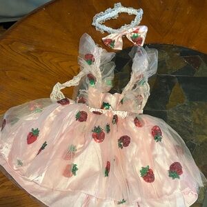 Pink Strawberry Kids Dress